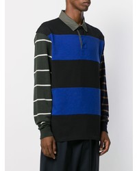 schwarzer horizontal gestreifter Polo Pullover von Lanvin