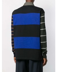 schwarzer horizontal gestreifter Polo Pullover von Lanvin