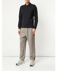 schwarzer horizontal gestreifter Polo Pullover von Kent & Curwen