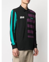 schwarzer horizontal gestreifter Polo Pullover von adidas