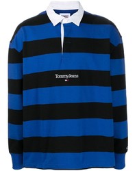schwarzer horizontal gestreifter Polo Pullover von Tommy Jeans