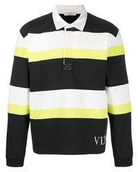 schwarzer horizontal gestreifter Polo Pullover von Valentino