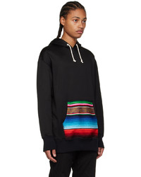 schwarzer horizontal gestreifter Pullover mit einem Kapuze von Junya Watanabe