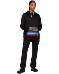 schwarzer horizontal gestreifter Pullover mit einem Kapuze von Junya Watanabe