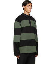 schwarzer horizontal gestreifter Pullover mit einem Kapuze von Juun.J