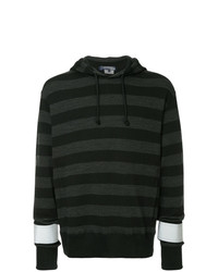 schwarzer horizontal gestreifter Pullover mit einem Kapuze von Junya Watanabe MAN