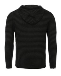 schwarzer horizontal gestreifter Pullover mit einem Kapuze von Key Largo