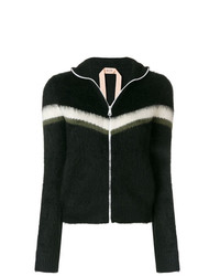 schwarzer horizontal gestreifter Pullover mit einem Reißverschluß von N°21