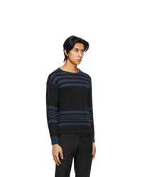 schwarzer horizontal gestreifter Pullover mit einem Rundhalsausschnitt von Maison Margiela