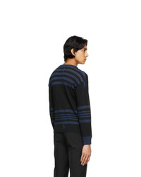 schwarzer horizontal gestreifter Pullover mit einem Rundhalsausschnitt von Maison Margiela