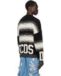 schwarzer horizontal gestreifter Pullover mit einem Rundhalsausschnitt von Gcds