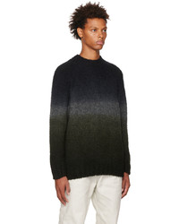 schwarzer horizontal gestreifter Pullover mit einem Rundhalsausschnitt von Sacai