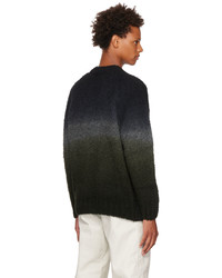 schwarzer horizontal gestreifter Pullover mit einem Rundhalsausschnitt von Sacai