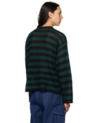 schwarzer horizontal gestreifter Pullover mit einem Rundhalsausschnitt von Sunnei