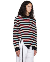 schwarzer horizontal gestreifter Pullover mit einem Rundhalsausschnitt von Charles Jeffrey Loverboy