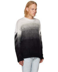 schwarzer horizontal gestreifter Pullover mit einem Rundhalsausschnitt von Off-White