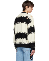 schwarzer horizontal gestreifter Pullover mit einem Rundhalsausschnitt von Gcds