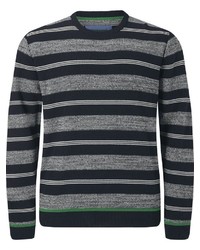 schwarzer horizontal gestreifter Pullover mit einem Rundhalsausschnitt von Charles Colby