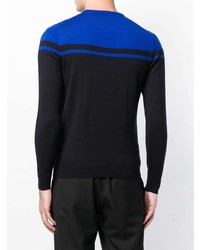 schwarzer horizontal gestreifter Pullover mit einem Rundhalsausschnitt von Daniele Alessandrini