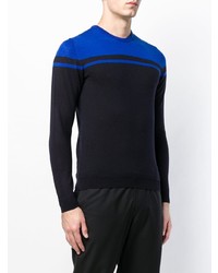 schwarzer horizontal gestreifter Pullover mit einem Rundhalsausschnitt von Daniele Alessandrini