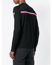 schwarzer horizontal gestreifter Pullover mit einem Rundhalsausschnitt von Rossignol