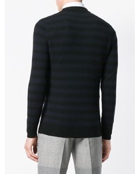 schwarzer horizontal gestreifter Pullover mit einem Rundhalsausschnitt von Givenchy