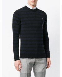 schwarzer horizontal gestreifter Pullover mit einem Rundhalsausschnitt von Givenchy