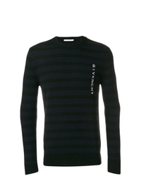 schwarzer horizontal gestreifter Pullover mit einem Rundhalsausschnitt von Givenchy
