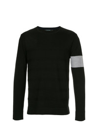 schwarzer horizontal gestreifter Pullover mit einem Rundhalsausschnitt von GUILD PRIME