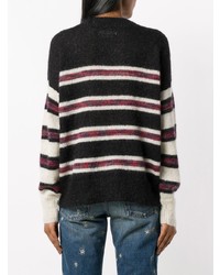 schwarzer horizontal gestreifter Pullover mit einem Rundhalsausschnitt von Isabel Marant Etoile