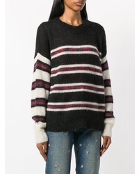 schwarzer horizontal gestreifter Pullover mit einem Rundhalsausschnitt von Isabel Marant Etoile