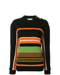 schwarzer horizontal gestreifter Pullover mit einem Rundhalsausschnitt von JW Anderson