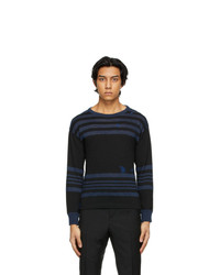 schwarzer horizontal gestreifter Pullover mit einem Rundhalsausschnitt von Maison Margiela