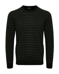 schwarzer horizontal gestreifter Pullover mit einem Rundhalsausschnitt von Matinique