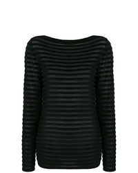 schwarzer horizontal gestreifter Pullover mit einem Rundhalsausschnitt von Max Mara