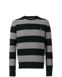 schwarzer horizontal gestreifter Pullover mit einem Rundhalsausschnitt von McQ Alexander McQueen