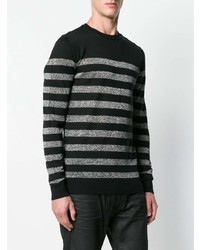 schwarzer horizontal gestreifter Pullover mit einem Rundhalsausschnitt von Balmain