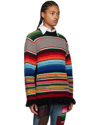 schwarzer horizontal gestreifter Pullover mit einem Rundhalsausschnitt von Junya Watanabe