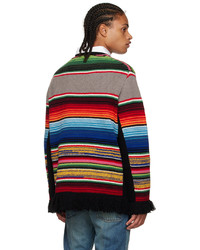 schwarzer horizontal gestreifter Pullover mit einem Rundhalsausschnitt von Junya Watanabe