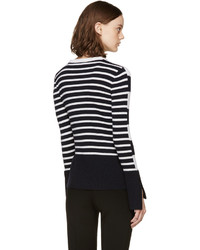 schwarzer horizontal gestreifter Pullover mit einem Rundhalsausschnitt von Alexander McQueen