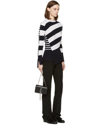 schwarzer horizontal gestreifter Pullover mit einem Rundhalsausschnitt von Alexander McQueen