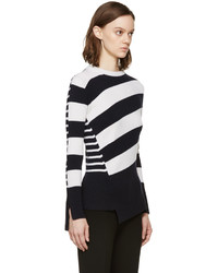 schwarzer horizontal gestreifter Pullover mit einem Rundhalsausschnitt von Alexander McQueen