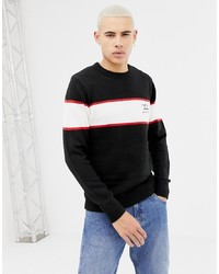 schwarzer horizontal gestreifter Pullover mit einem Rundhalsausschnitt von New Look