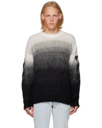 schwarzer horizontal gestreifter Pullover mit einem Rundhalsausschnitt von Off-White