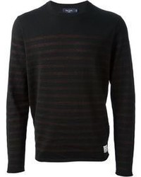 schwarzer horizontal gestreifter Pullover mit einem Rundhalsausschnitt von Paul Smith