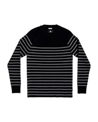 schwarzer horizontal gestreifter Pullover mit einem Rundhalsausschnitt von Quiksilver