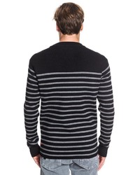 schwarzer horizontal gestreifter Pullover mit einem Rundhalsausschnitt von Quiksilver