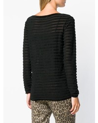 schwarzer horizontal gestreifter Pullover mit einem Rundhalsausschnitt von Max Mara