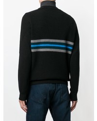 schwarzer horizontal gestreifter Pullover mit einem Rundhalsausschnitt von Roberto Collina