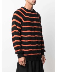 schwarzer horizontal gestreifter Pullover mit einem Rundhalsausschnitt von Moschino